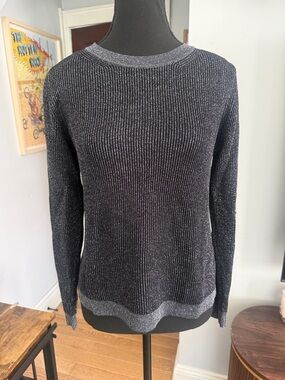 Fabiana Filippi Black Shimmer Ribbed Long Sleeve Top 6